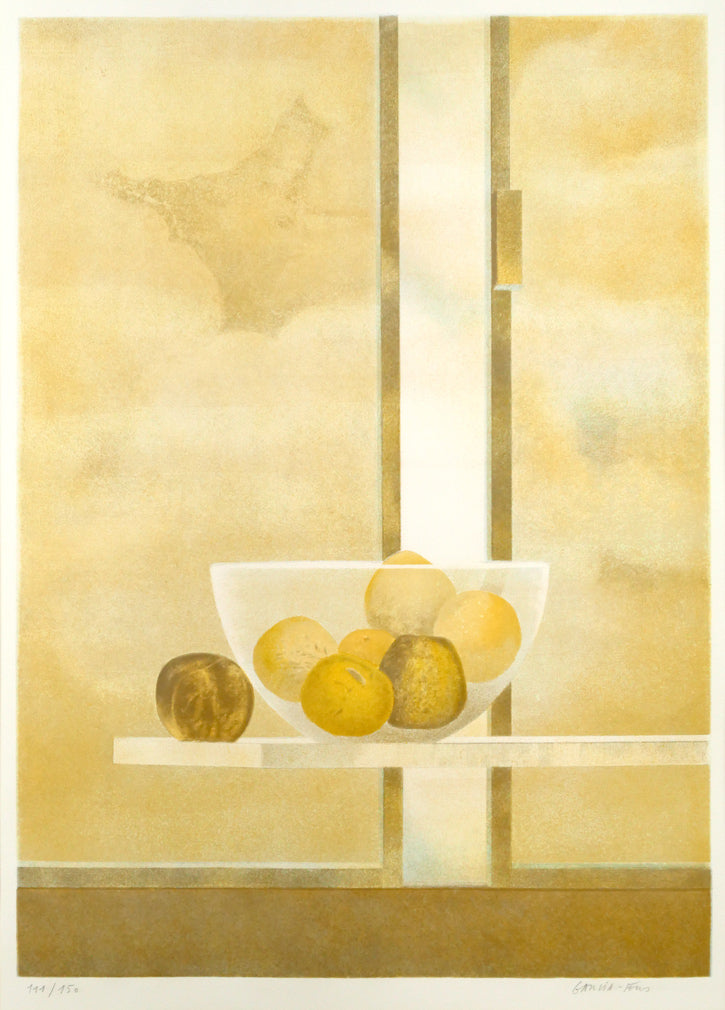 ピエール　ガルシア　フォン（Pierre　Garcia　Fons）「フルーツのある空間」リトグラフ　作品全体画像