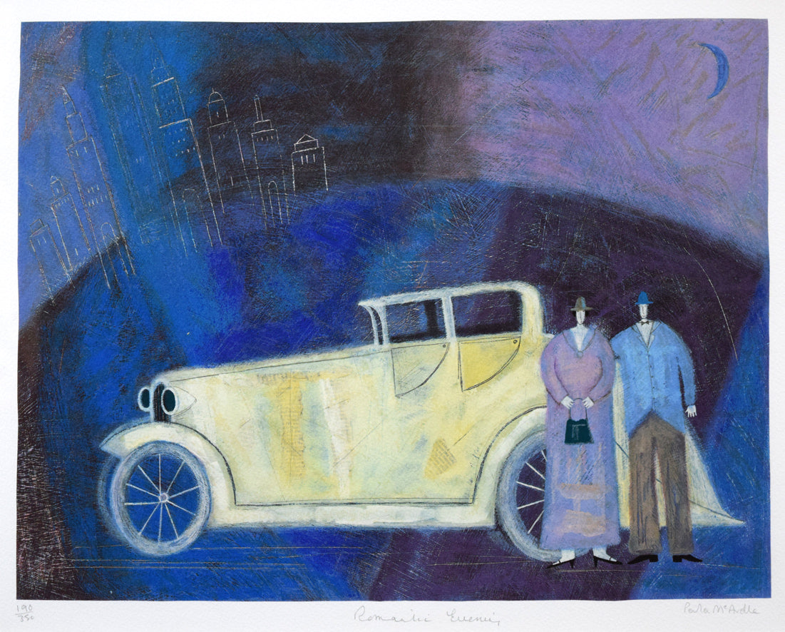ポーラ・マッカードル（Paula　MCARDLE）「Romantic　Evening」シルクスクリーン版画　作品全体拡大画像