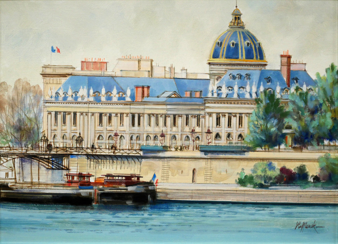 ロルフ　ラフルスキー（RAFFLEWSKI）「フランス学士院（パリ）」油絵・F4号　作品全体画像