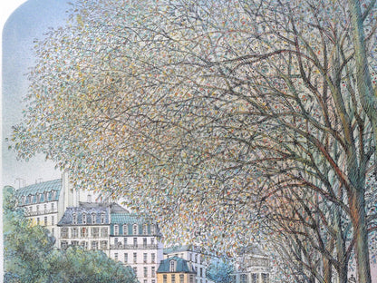 ロルフ　ラフルスキー（Rolf　RAFFLEWSKI）「ヌイイの橋（パリ）」リトグラフ　拡大画像1