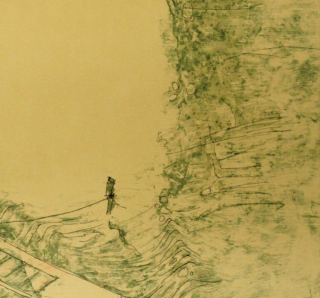 ルバダン（LEBADAMG）「ドックの船（Boat　at　Docks）」リトグラフ　拡大画像4