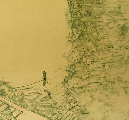 ルバダン（LEBADAMG）「ドックの船（Boat　at　Docks）」リトグラフ　拡大画像4