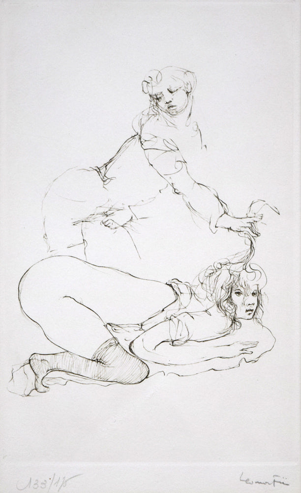 レオノール・フィニ（Leonor　FINI）「カップル『モネルの書（挿画本）より』」エッチング（銅版画）　作品全体拡大画像