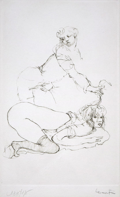 レオノール・フィニ（Leonor　FINI）「カップル『モネルの書（挿画本）より』」エッチング（銅版画）　作品全体拡大画像