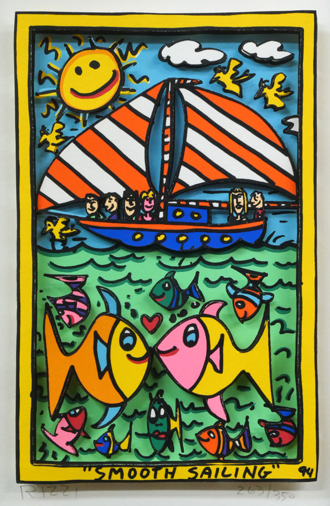 ジェームス・リジィ（JAMES　RIZZI）「SMOOTH　SAILING」3Dシルクスクリーン版画　作品全体拡大画像