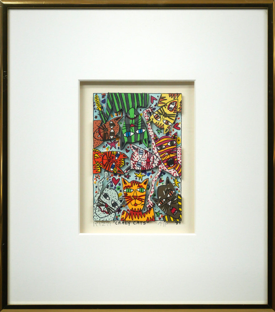 ジェームス　リジィ（JAMES　RIZZI）「CRAZY　CATS」3Dリトグラフ
