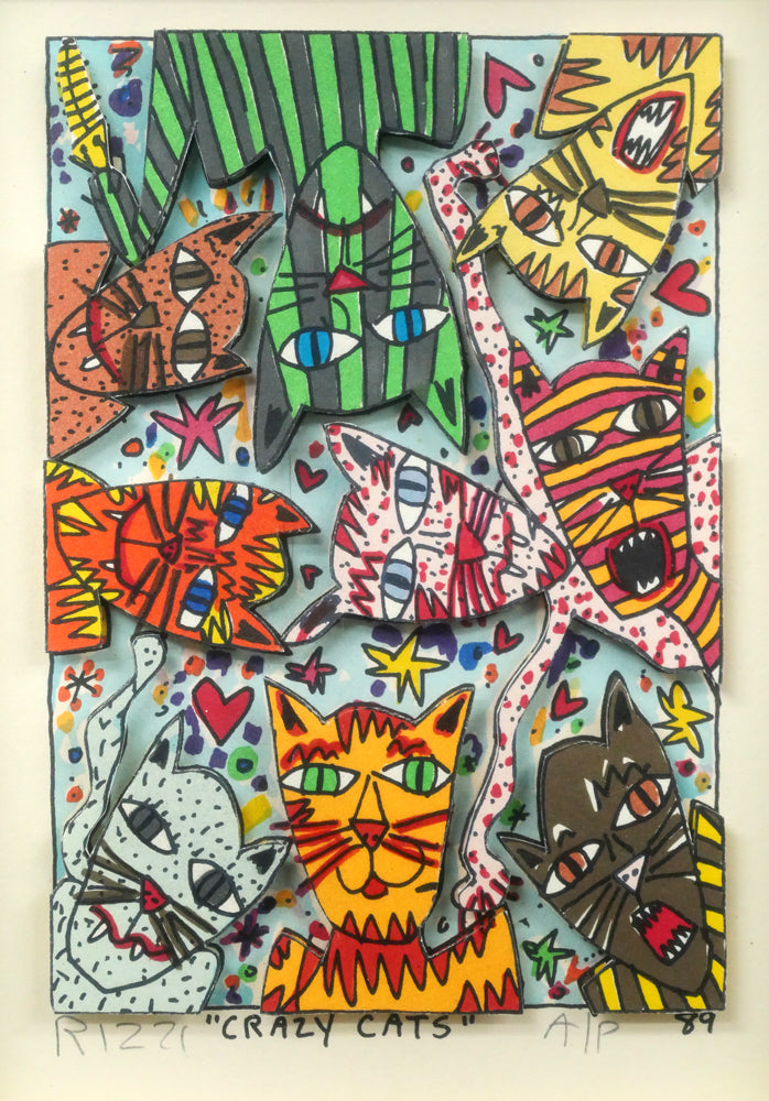 ジェームス　リジィ（JAMES　RIZZI）「CRAZY　CATS」3Dリトグラフ　作品全体画像
