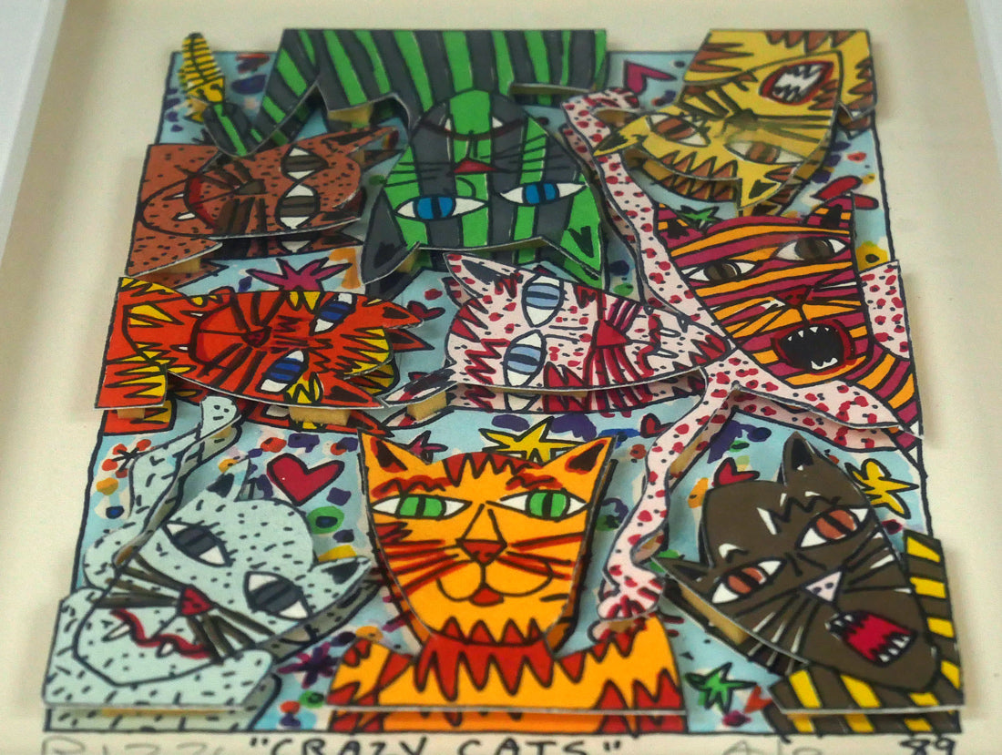 ジェームス　リジィ（JAMES　RIZZI）「CRAZY　CATS」3Dリトグラフ　作品画像1