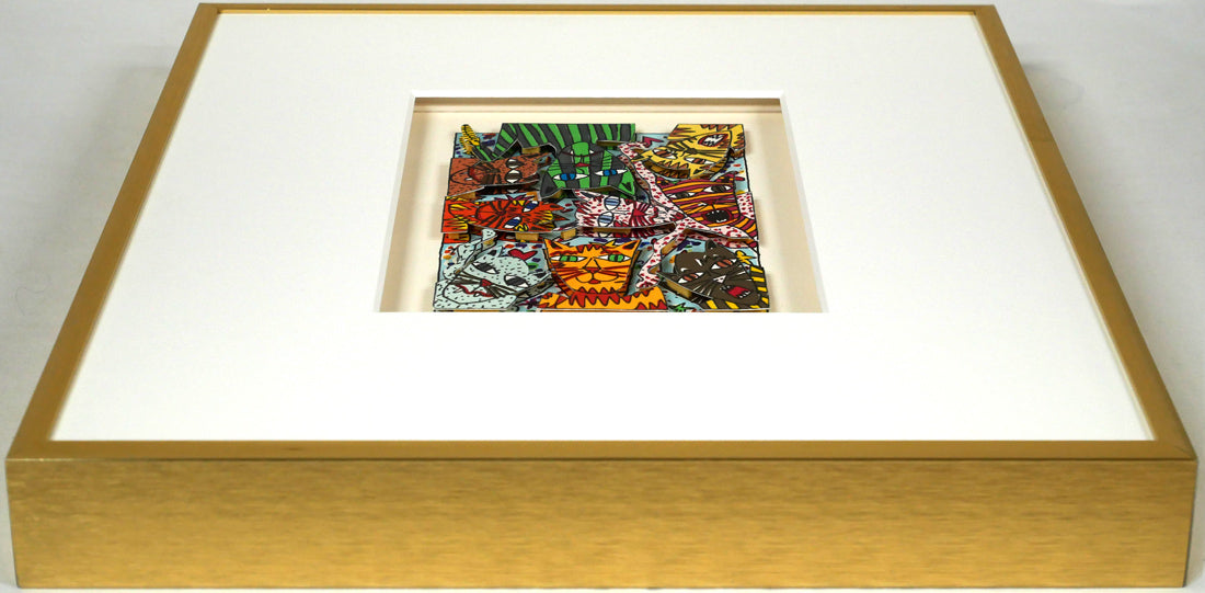 ジェームス　リジィ（JAMES　RIZZI）「CRAZY　CATS」3Dリトグラフ　額装画像2