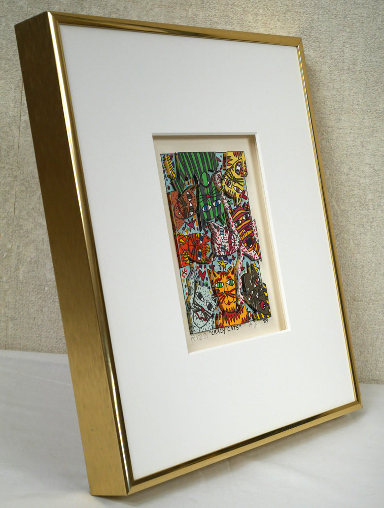 ジェームス　リジィ（JAMES　RIZZI）「CRAZY　CATS」3Dリトグラフ　額装画像1