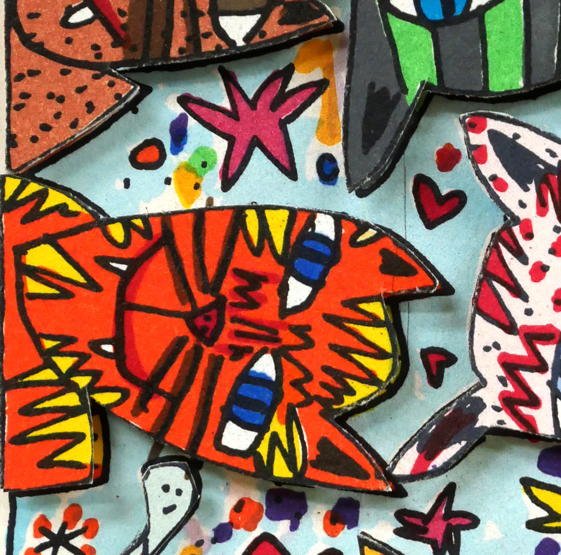 ジェームス　リジィ（JAMES　RIZZI）「CRAZY　CATS」3Dリトグラフ　拡大画像3