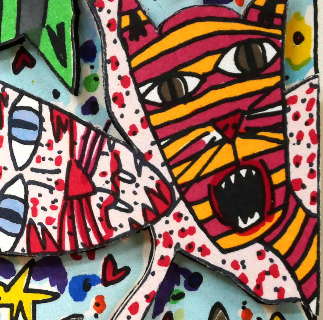 ジェームス　リジィ（JAMES　RIZZI）「CRAZY　CATS」3Dリトグラフ　拡大画像4