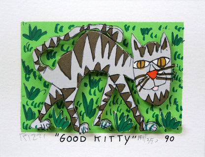 ジェームス・リジィ（JAMES　RIZZI）「GOOD　KITTY」3Dシルクスクリーン版画　作品全体拡大画像