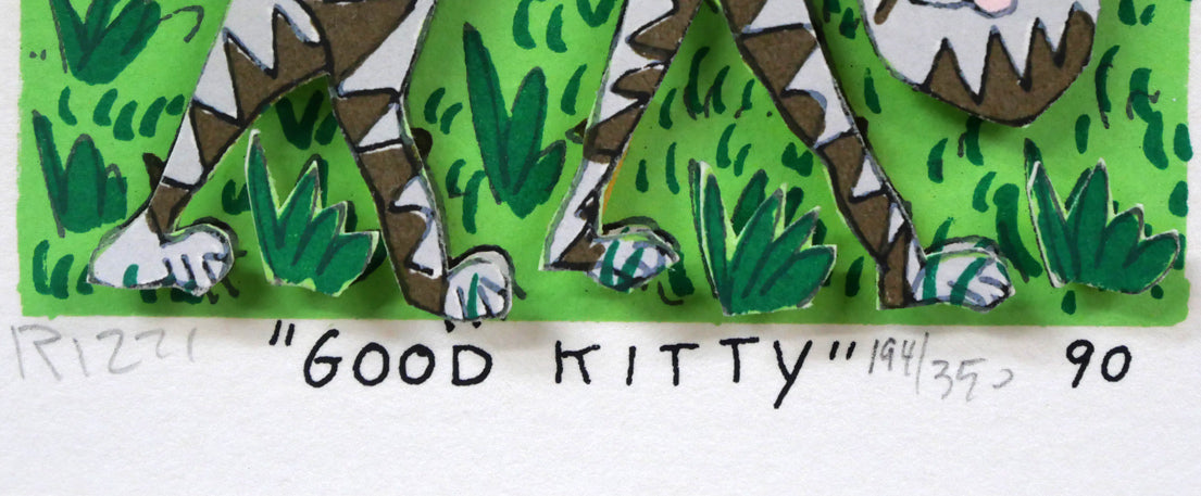 ジェームス・リジィ（JAMES　RIZZI）「GOOD　KITTY」3Dシルクスクリーン版画　サイン、タイトル、限定番号（ed,194/350）、年記（1990年作）