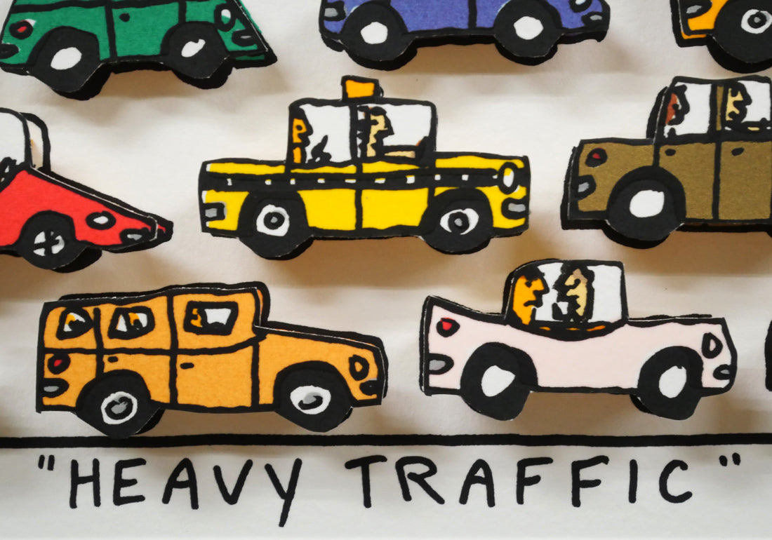 リジィ（RIZZI）「HEAVY　TRAFFIC」3Dシルクスクリーン版画　作品タイトル