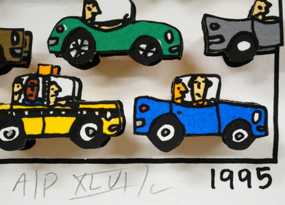 リジィ（RIZZI）「HEAVY　TRAFFIC」3Dシルクスクリーン版画　限定番号（ed,A/P＝作家保存版　46/100）、年記（1995年作）