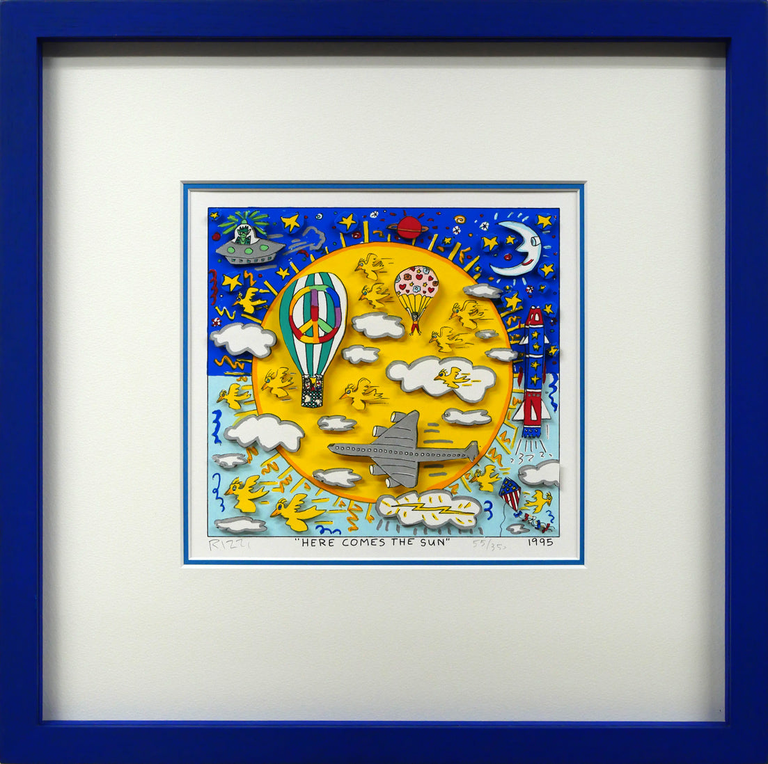 ジェームス　リジィ（RIZZI）「HERE　COMES　THE　SUN」3Dシルクスクリーン版画