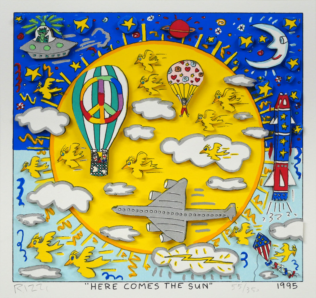 ジェームス　リジィ（RIZZI）「HERE　COMES　THE　SUN」3Dシルクスクリーン版画　作品全体画像