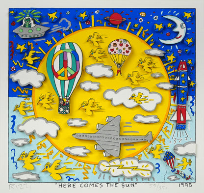 ジェームス　リジィ（RIZZI）「HERE　COMES　THE　SUN」3Dシルクスクリーン版画　作品全体画像