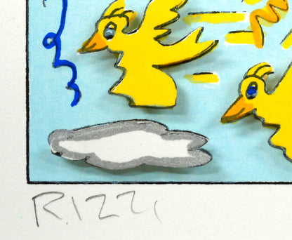 ジェームス　リジィ（RIZZI）「HERE　COMES　THE　SUN」3Dシルクスクリーン版画　本人直筆鉛筆サイン