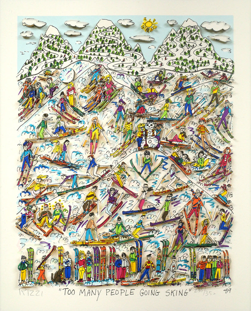 リジィ「TOO　MANY　PEOPLE　GOING　SKING」3D版画　作品全体画像