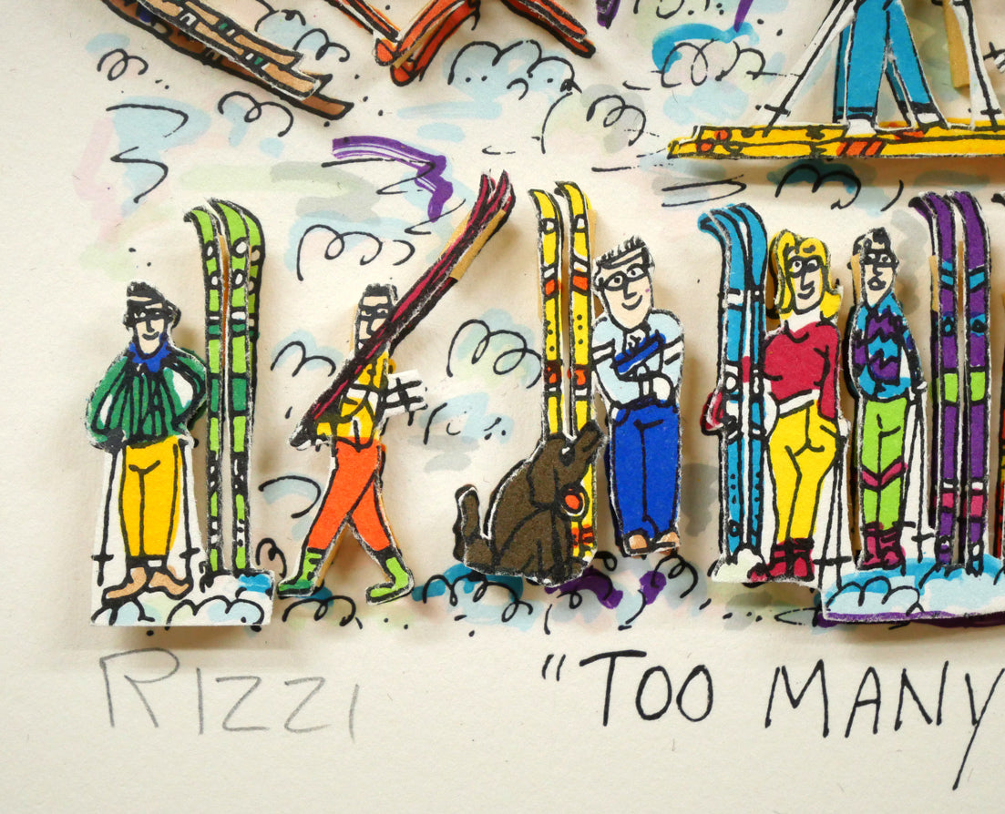 リジィ「TOO　MANY　PEOPLE　GOING　SKING」3D版画　本人直筆鉛筆サイン