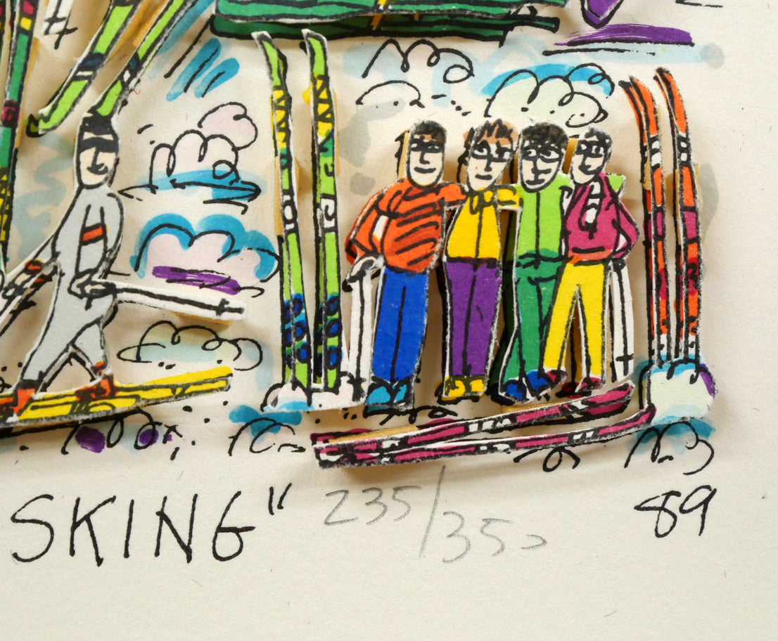 リジィ「TOO　MANY　PEOPLE　GOING　SKING」3D版画　限定番号（ed,235/350）、年記（1989年作）