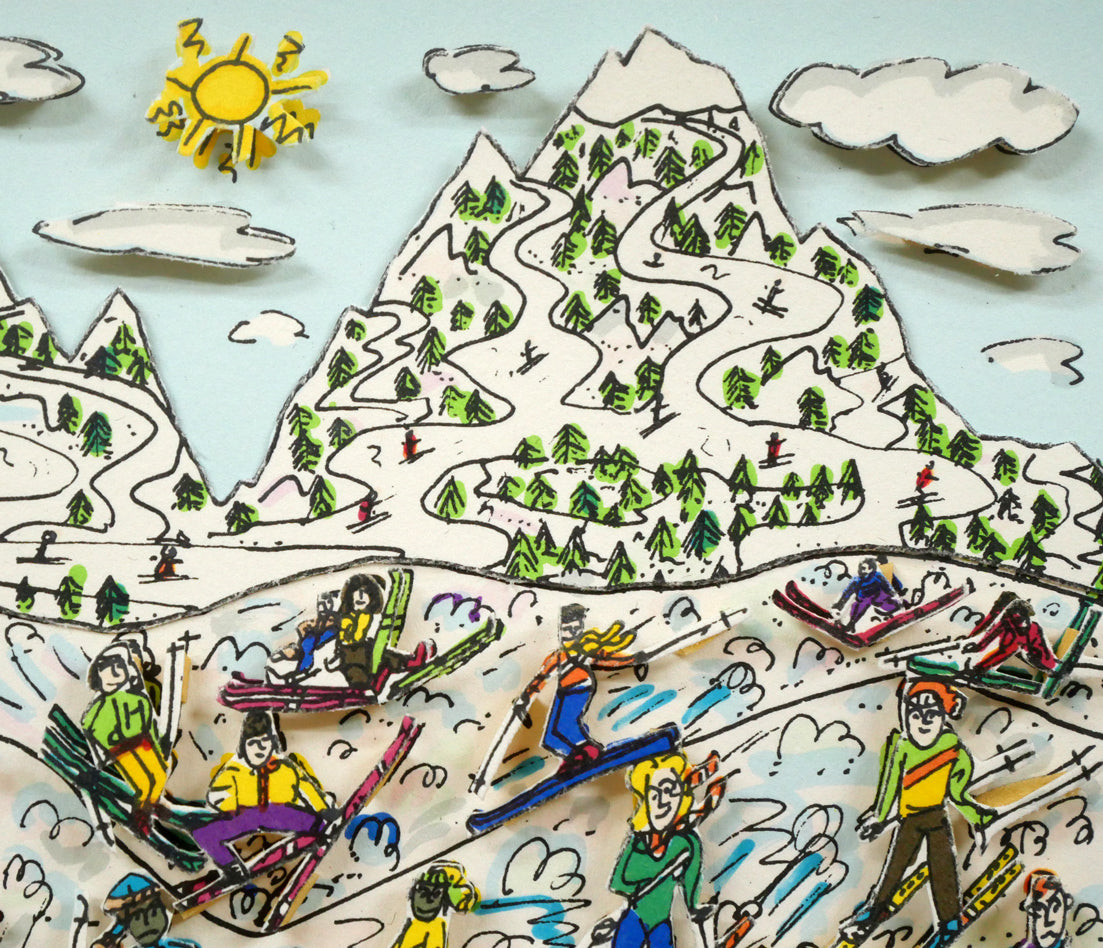 リジィ「TOO　MANY　PEOPLE　GOING　SKING」3D版画　拡大画像2