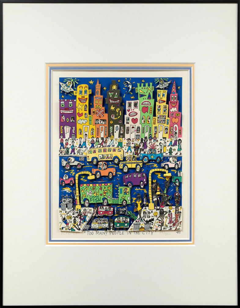ジェームス・リジィ（JAMES　RIZZI）「TOO　MANY　PEOPLE　IN　THE　CITY」3Dシルクスクリーン版画