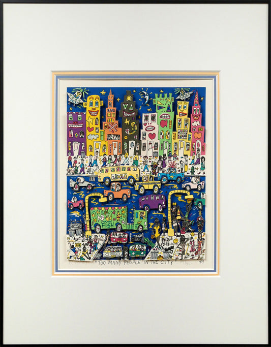 ジェームス・リジィ（JAMES　RIZZI）「TOO　MANY　PEOPLE　IN　THE　CITY」3Dシルクスクリーン版画