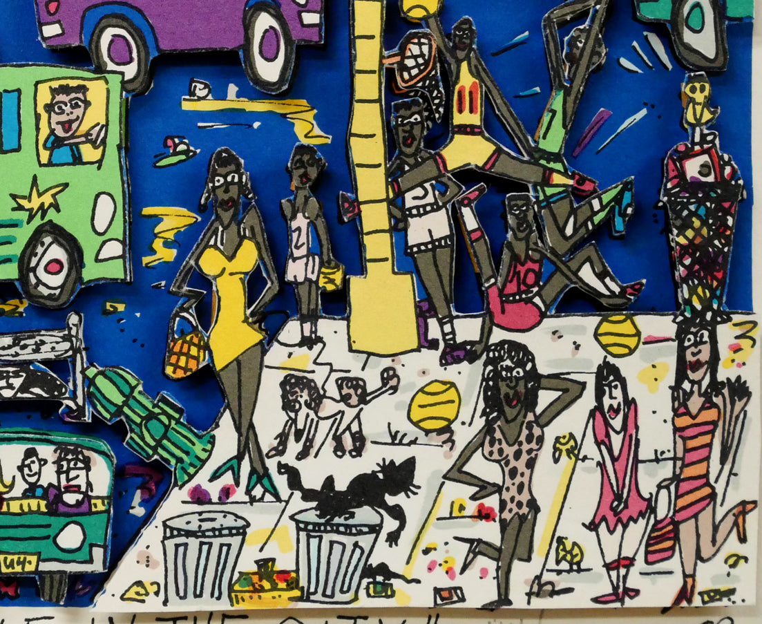 ジェームス・リジィ（JAMES　RIZZI）「TOO　MANY　PEOPLE　IN　THE　CITY」3Dシルクスクリーン版画　拡大画像6