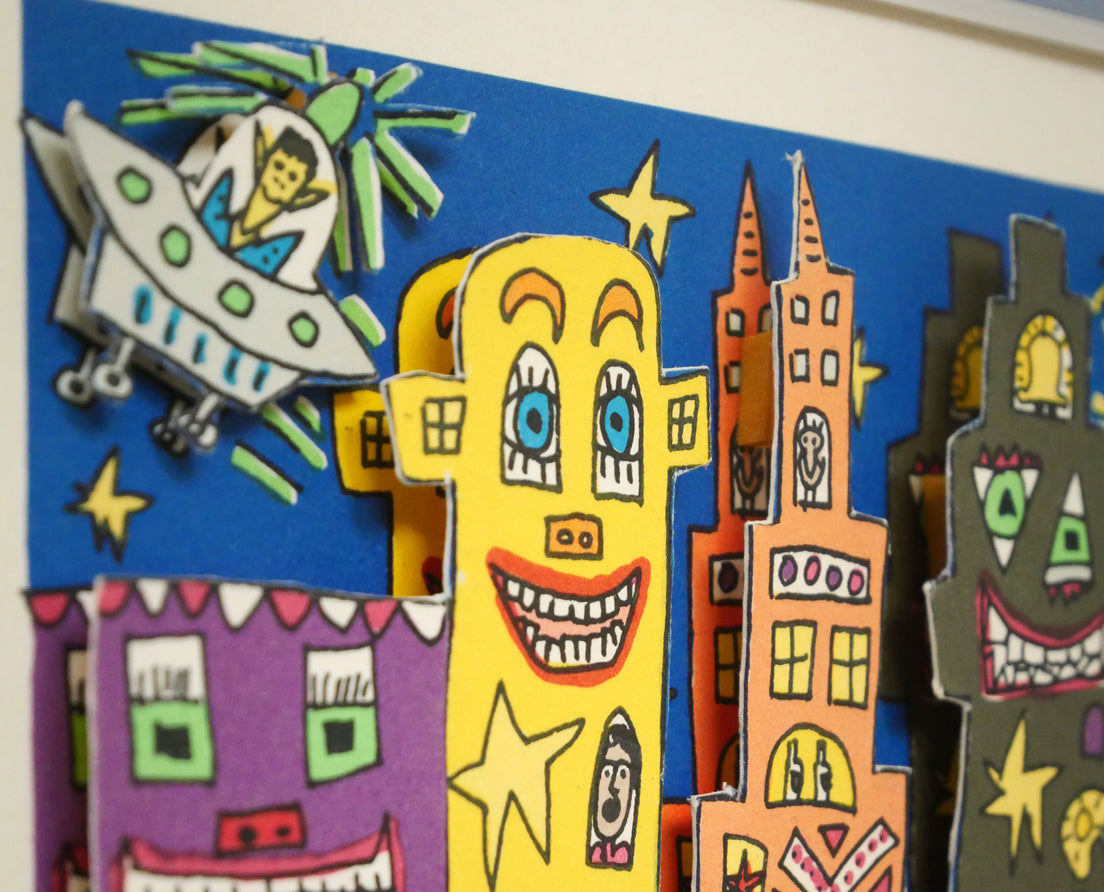 ジェームス・リジィ（JAMES　RIZZI）「TOO　MANY　PEOPLE　IN　THE　CITY」3Dシルクスクリーン版画　拡大画像7