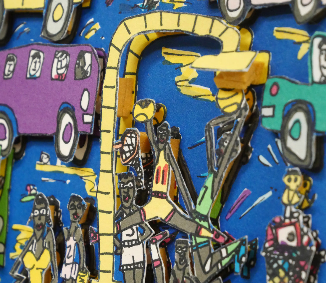 ジェームス・リジィ（JAMES　RIZZI）「TOO　MANY　PEOPLE　IN　THE　CITY」3Dシルクスクリーン版画　拡大画像9