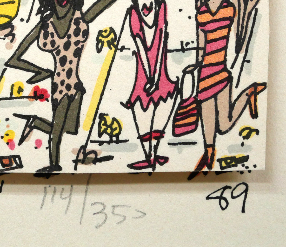 ジェームス・リジィ（JAMES　RIZZI）「TOO　MANY　PEOPLE　IN　THE　CITY」3Dシルクスクリーン版画　限定番号（ed,114/350）、年記（1989年作）