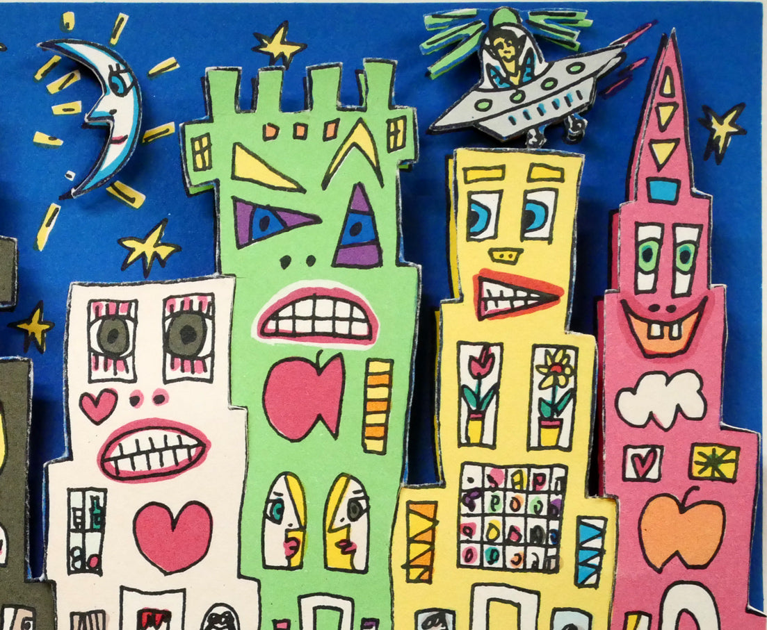 ジェームス・リジィ（JAMES　RIZZI）「TOO　MANY　PEOPLE　IN　THE　CITY」3Dシルクスクリーン版画　拡大画像2