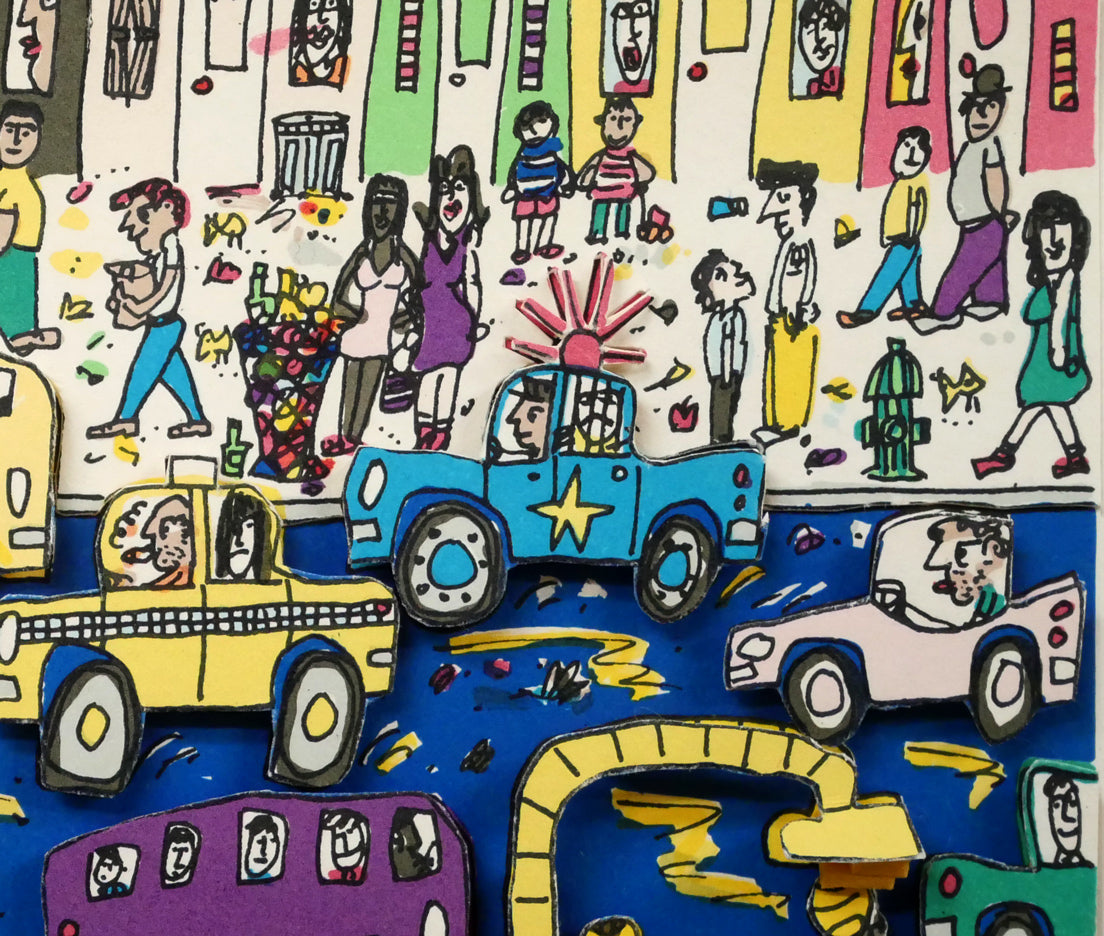 ジェームス・リジィ（JAMES　RIZZI）「TOO　MANY　PEOPLE　IN　THE　CITY」3Dシルクスクリーン版画　拡大画像4