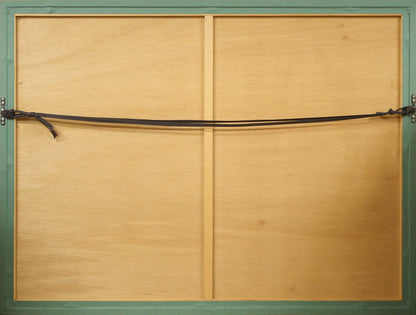 露山（畠中清喜）「馬二頭」木炭画・水墨・10号大　額縁裏側画像