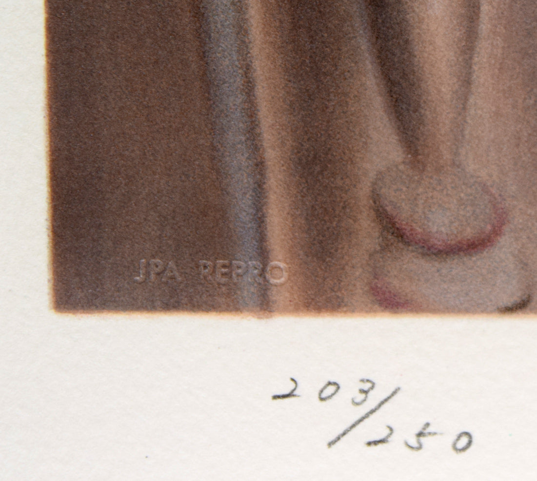 斎藤真一「赤いスカーフの女」リトグラフ　限定番号（ed,203/250）