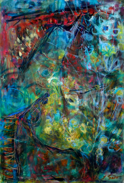 斎藤洋子「馬」水彩画・パステル・25号　作品全体画像