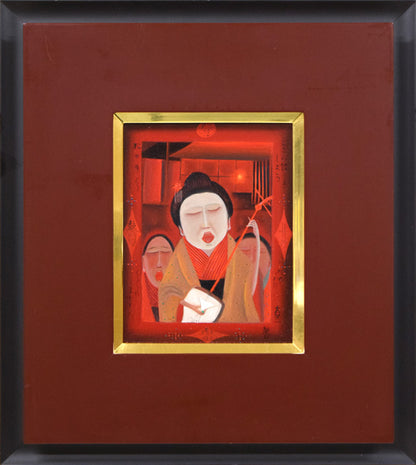 斎藤真一「門付（ 越後瞽女日記より）」油絵・F0号