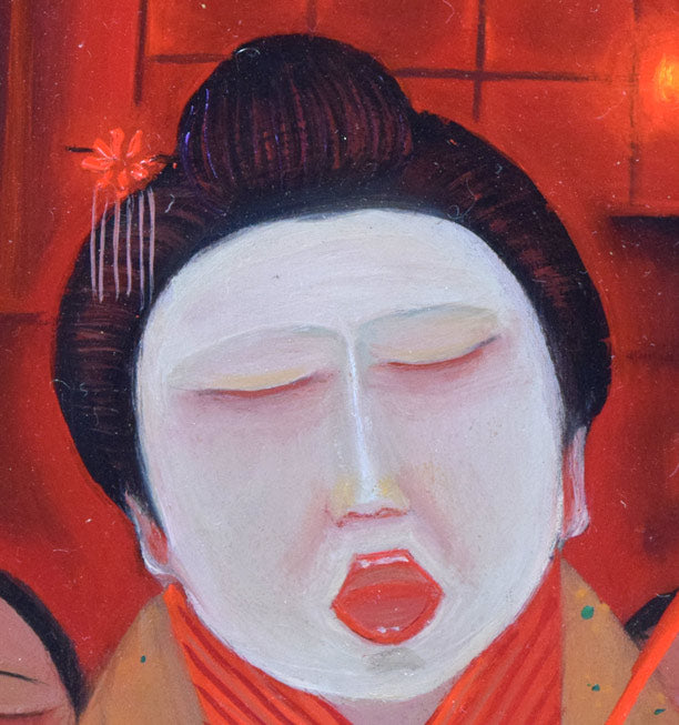 斎藤真一「門付（ 越後瞽女日記より）」油絵・F0号　拡大画像3
