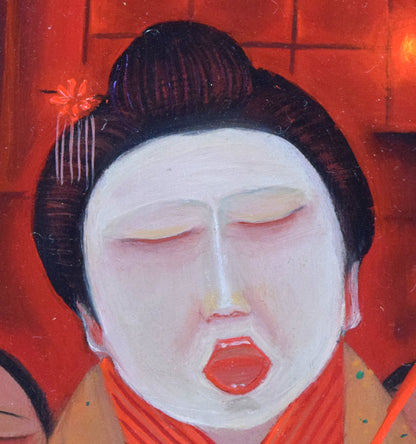 斎藤真一「門付（ 越後瞽女日記より）」油絵・F0号　拡大画像3