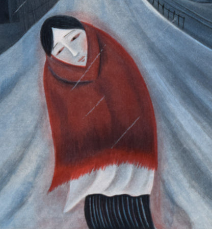 斎藤真一「筒石の女」銅版画　拡大画像4
