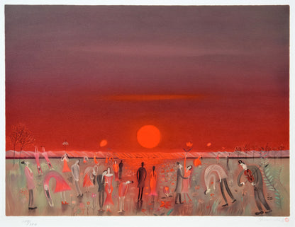 斎藤真一「陽の野」リトグラフ　作品全体拡大画像