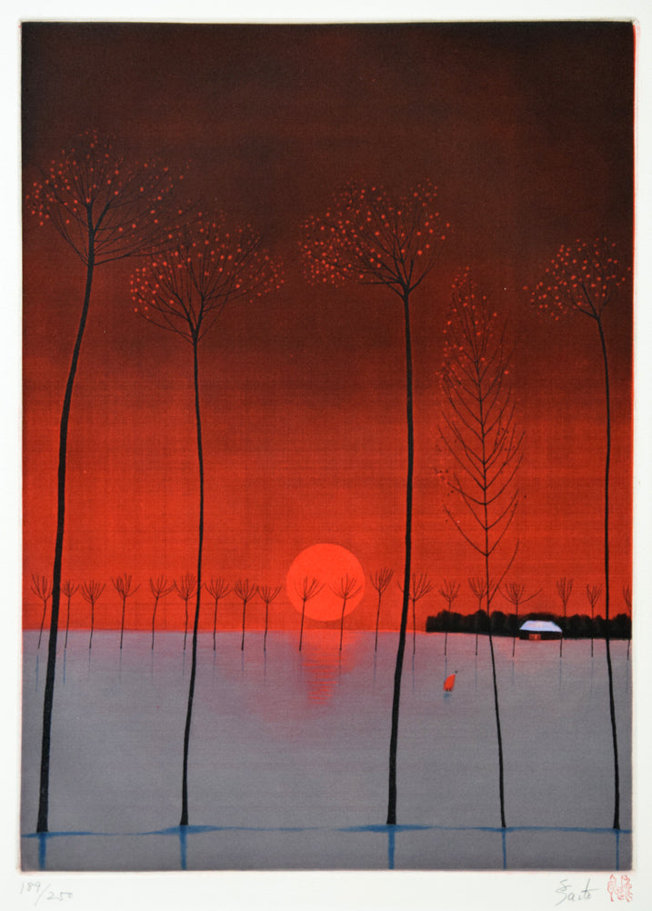 斎藤真一「陽（「雪国」三部作）」銅版画　作品全体拡大画像