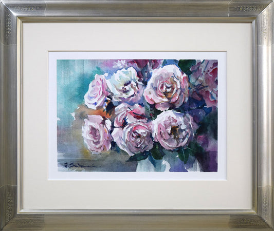 酒井芳元「薔薇」水彩画・3号