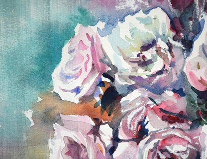 酒井芳元「薔薇」水彩画・3号　拡大画像1