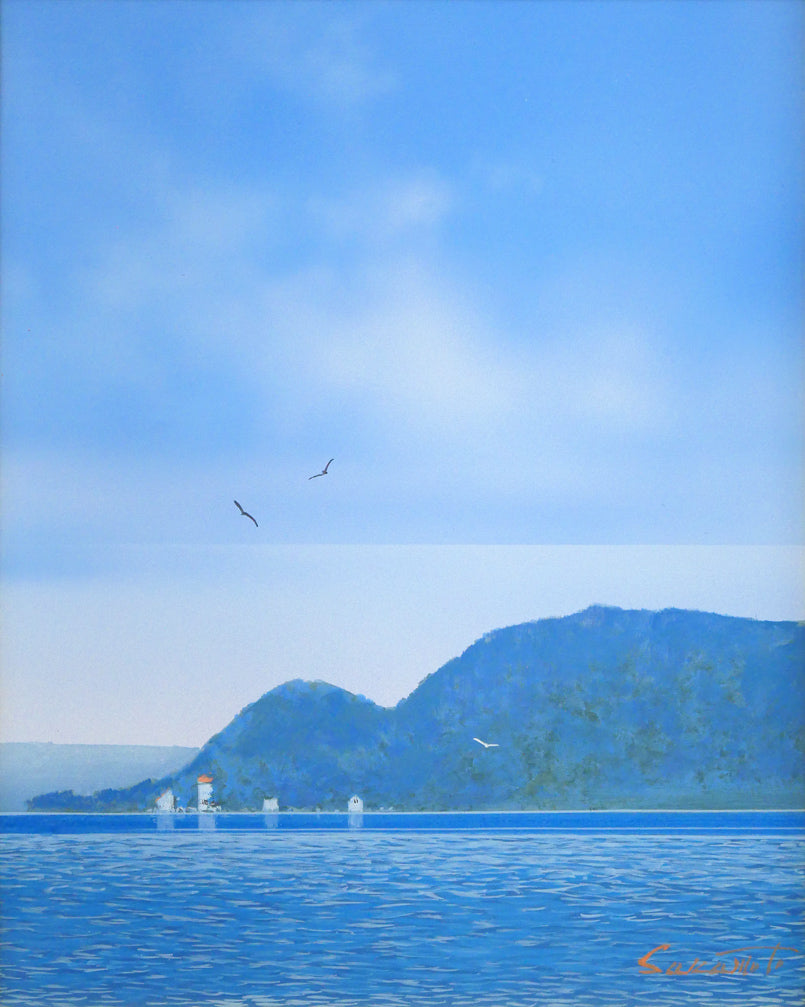 阪本修次「網走湖」油絵・F3号　作品全体画像