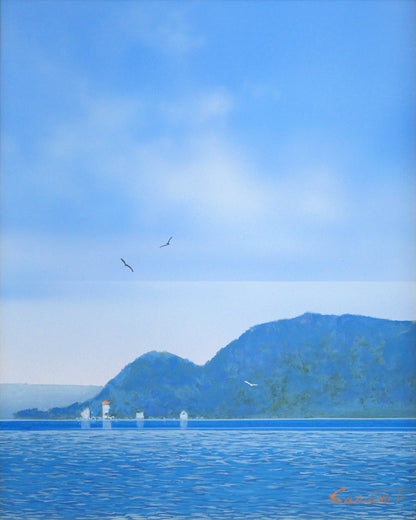 阪本修次「網走湖」油絵・F3号　作品全体画像