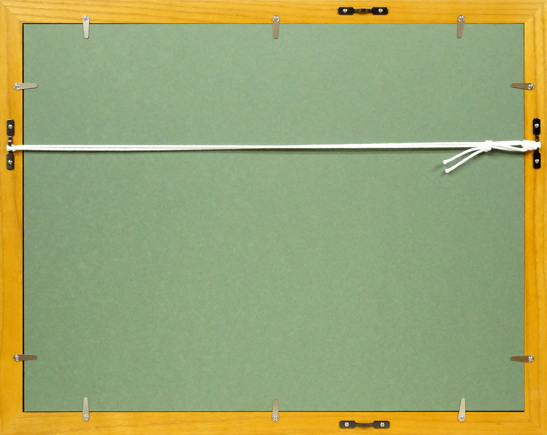 坂本直行「冬の石狩連峰」水彩画・6号　額縁裏側画像